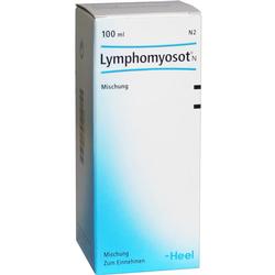 Eine weiße Schachtel mit der Aufschrift "Lymphomyosot N" steht aufrecht.
