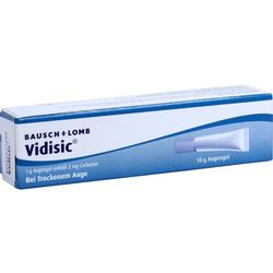 Eine blaue Packung Augengel für trockene Augen.