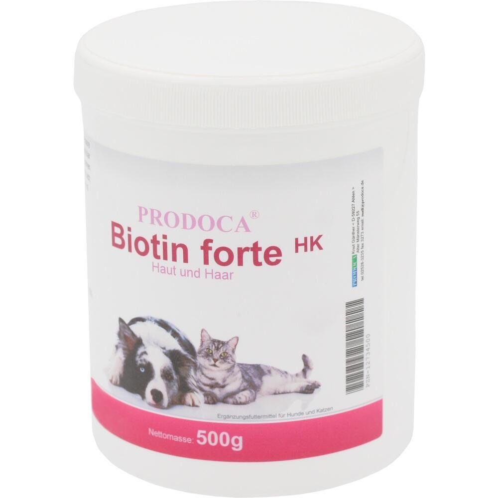 Weiße Dose mit Biotin für Hunde und Katzen, Bild von Hund und Katze.