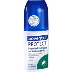 Blau-weiße Sprühflasche mit Zeckenschutzspray für bis zu 6 Stunden Schutz.
