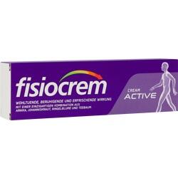 Lila Verpackung einer Schmerzcreme namens Fisiocrem Active mit weißer Schrift.
