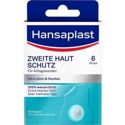 Eine Packung Hansaplast Pflaster mit dem Namen "Zweite Haut Schutz".